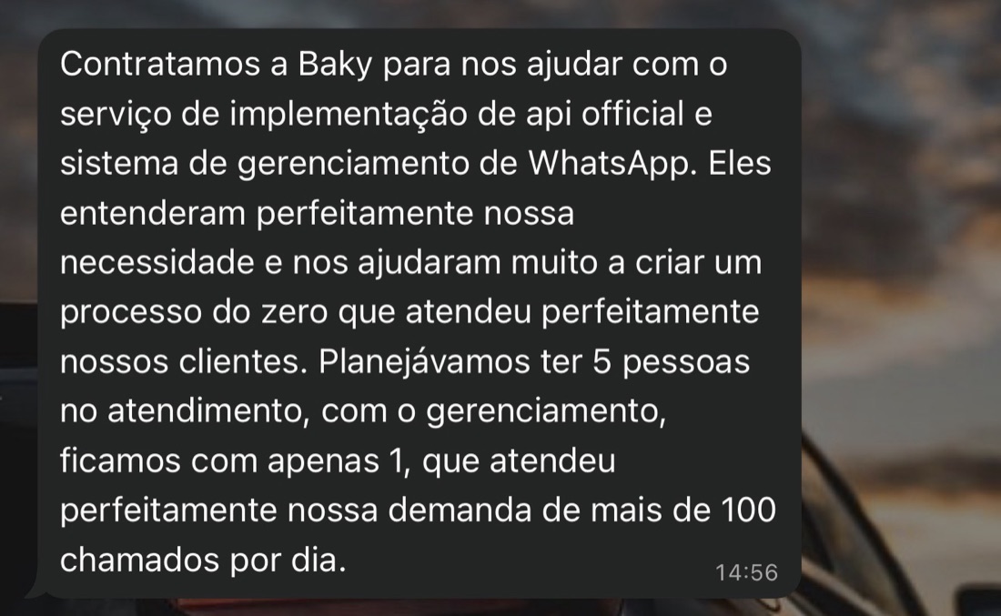 Print de WhatsApp: de 5 pessoas no atendimento para 1, mais de 100 chamados por dia
